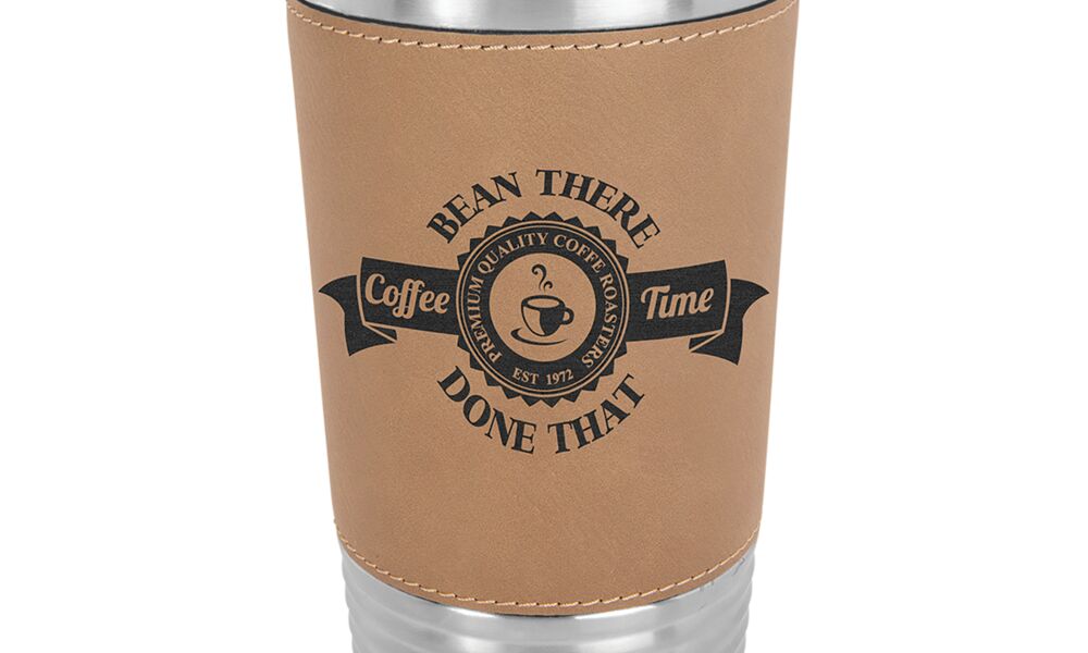 20 oz. Stainless Steel Leatherette Tumbler w/Clear Lid Thumbnail